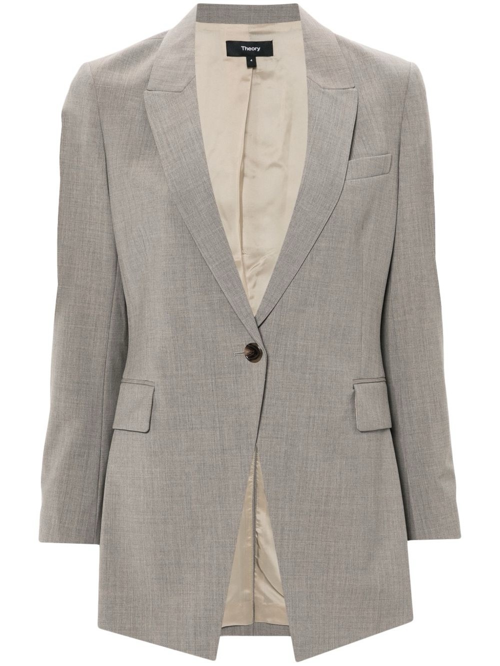 Theory Gray Tailored Single-Button Blazer